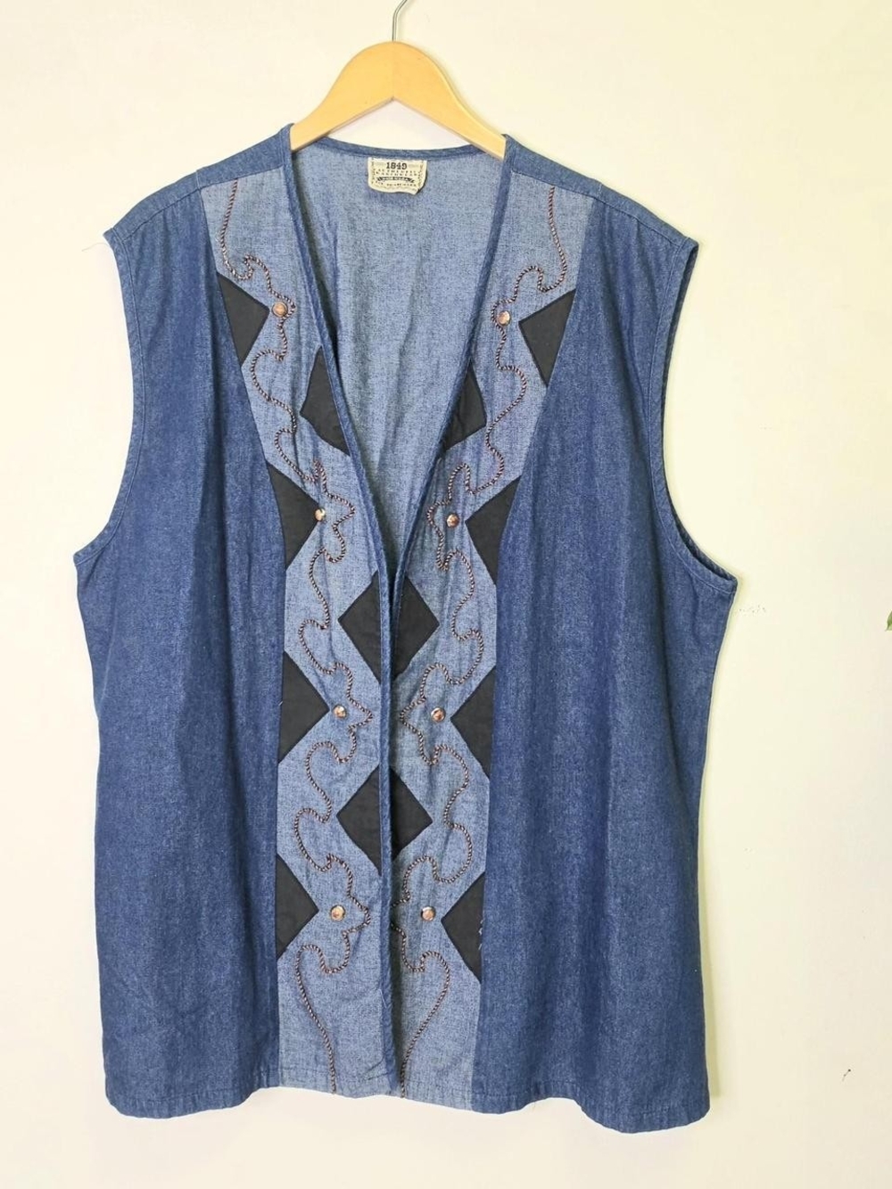 Vintage western denim vest with embroidery Size 3X